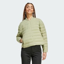 Size L- Adidas Women  s Helionic Light Down Jacket, Tent Green.