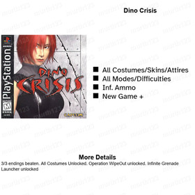 Dino Crisis PS1 Memory Card 100% Unlocked Completed Saves