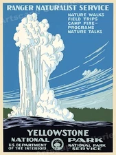 Yellowstone 1938 National Park Service WPA Ranger Naturalist Travel Poster 18x24
