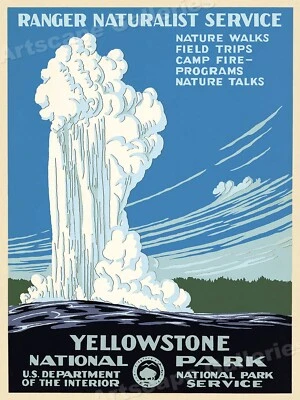 Yellowstone 1938 National Park Service WPA Ranger Naturalist Travel Poster 18x24