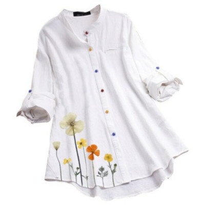 Jumper Casual Loose Floral T-Shirt V Neck Elegant Tops Pullover Fashion