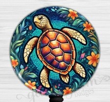 Tropical Sea Turtle Retractable Badge Holder, Tropical Ocean Badge Reel 6626F