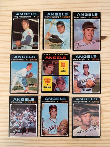 Lot of 9 - 1971 O-Pee-Chee CALIFORNIA ANGELS - Messersmith, Conigliaro, Spencer+