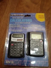 Unisonic Auto Shut Off Calculators Dual Pack 8 Digit DP410 New In Package