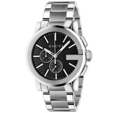 Gucci G-Chrono Chronograph SWISS Black Dial Stainless Steel Men's Watch YA101204