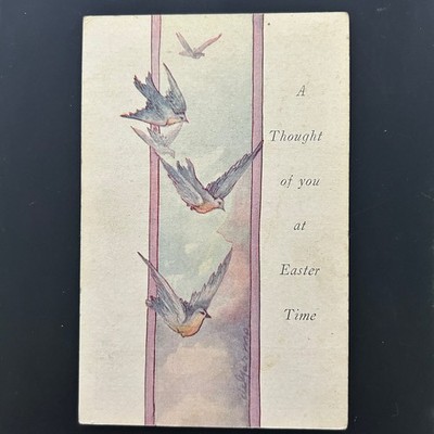 Vintage 1921 Easter Postcard with Swallows and Sentiment