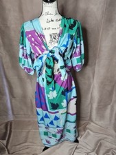 SHEIN Tie-Front Cut Out Puff Sleeve Midi Dress Size Small