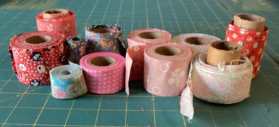 Fabric Strips Pre Cut 7/8'' To 2'' Mixed Patterns Dots Florals Lot Of 11 Lengths