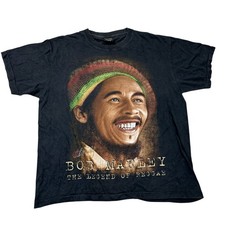 Vintage Single Stitch T-Shirt Bob Marley Grafikdruck schwarz Herren Large