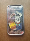 1974 Easter Greetings CEECO 1 Oz .999 Silver Art Bar Colorized Bunny