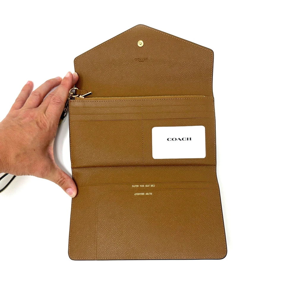 Coach Travel Envelope Wallet Wristlet in Chartreuse Yellow Leather C0707 - Image 4 of 4