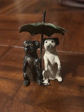 Heyde Vintage 1930s Lead Dog Figurine "Two Dogs Under Green Umbrella" Germany