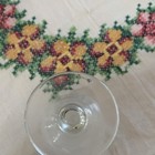 Etched Clear Glass Cordial Liqueur Glass Floral Nature Pattern Round — photo 2