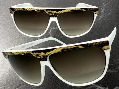 Surdimensionné Classique 70's Vintage Rétro Style Soleil Large Blanc Serpent - Photo 1/4