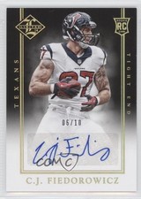 2014 Limited Rookie Signatures Gold Spotlight 6/10 CJ Fiedorowicz #107 Auto 0c6