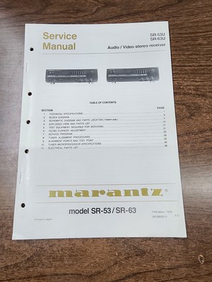 Marantz SR-53U SR-63U Audio Video Stereo Receiver Service Manual