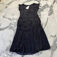 Ines de la Fressange for Uniqlo Dress Womens Sz M Polka Dot Satin Twist Pleated