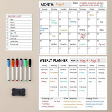 Magnetic Dry Erase Calendar for Refrigerator, 3 Pack-Monthly, Weekly, Daily Magn