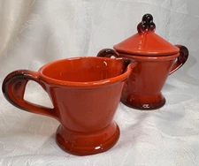 Vintage METLOX Poppy Trail Red Rooster  Cream & Lidded Sugar