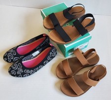 3 Pairs Girl Shoes Sz 1 Lily  Dan Black White Flats Lucky Top Rowen Sandals Tan