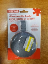 Skip Hop Grab & Go Silicone Pacifier Holder Gray - Fits 2 Pacifiers E11E