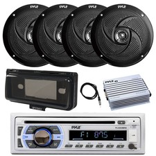 Pyle Marine Bluetooth CD Radio, Amp, 4x 6.5" 240W Speaker, Cover Black ,Antenna