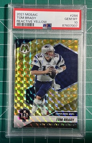 2021 Mosaic Tom Brady Reactive Yellow Mosaic Prizm #284 PSA 10 Gem PATRIOTS 🐐