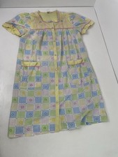 Pastel Seersucker Square Nightgown Housecoat Woman s Sz Med Premier Intimates