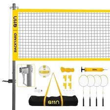 A11N Outdoor Volleyball and Badminton Combo Set - Includes Adjustable Height ...