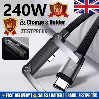 HeavyDuty USB Type C Charging Cable Braided Fast Phone Charger Long Lead 240W - Image 1 of 4