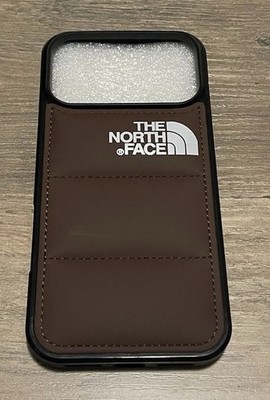 iPhone 17 Pro Max North Face Brown Leather Puffer Phone Case