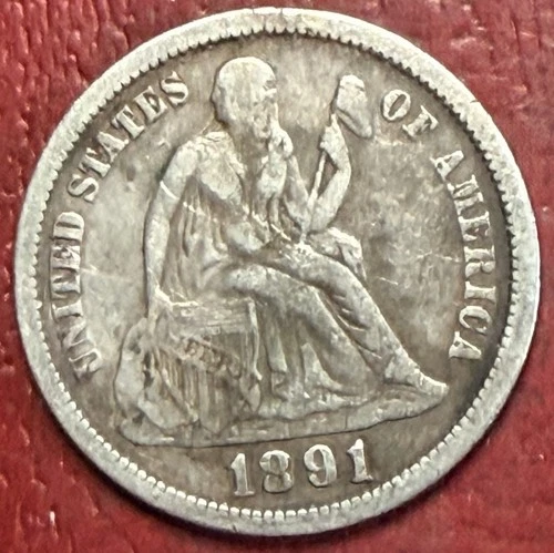 1891 Liberty Seated Dime. Better Grade. Free Shipping