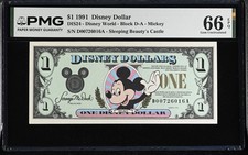 1991 1 Disney Dollar Mickey Mouse Pmg 66 Epq Disney World Block D-a Dis24