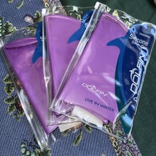 Lot Of 3 Dolfin Silicone Swimming Swim Cap Training Water Adult Purple