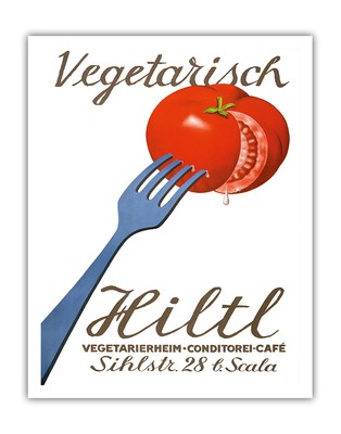 Vegetarisch Hiltl Vegetarian Restaurant Zurich - Vintage Advertising Poster 1933