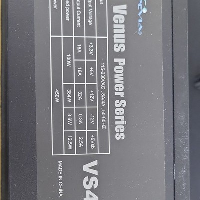Apevia Venus VS450 450W ATX PSU Black SATA 4-Pin On/Off Voltage Switch