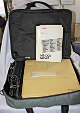 Toshiba T1200 Laptop, Toshiba MS-DOS Book, Power Supply, Original Bag, Powers Up