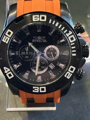   Invicta Men's Watch Pro Diver Scuba Black Dial Orange & Black Strap 44550