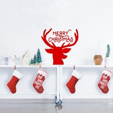 Merry Christmas Reindeer - Red 22" x 23" Wall Art Decal Vinyl Sticker