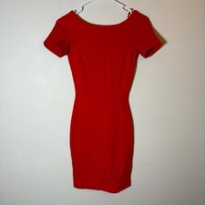 Zara Trafaluc Red Bodycon Dress Fitted Short Sleeve Cocktail Party Size XS