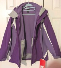 NWT, The North Face Hyvent Purple  Lilac Hooded Full Zip Youth Girls Jacket XL