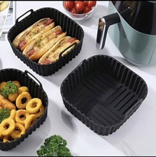 Reusable Silicone Air Fryer Liner Square Non Stick Baking Tray Black