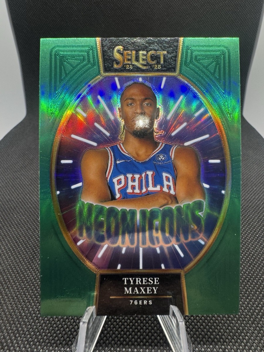 2024-25 Panini Select - Tyrese Maxey NEON ICONS #14 Green Prizm