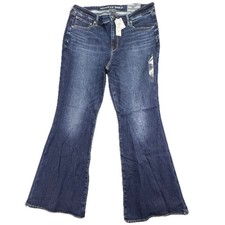 American Eagle Flare Jeans Womens 18 Dark Blue Super High Rise Next Lvl Stretch