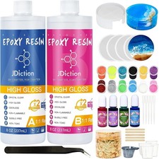 Epoxy Resin Coaster Kit - 16oz/ 474ml Crystal Clear Epoxy Resin Kit with Coas...