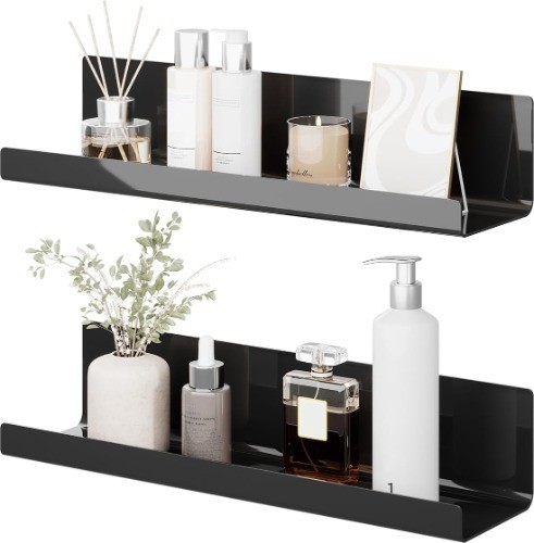 Acryl Wandregal Set, Schwarz, 2 StüCk, Schwebendes Regal FüR BüCher Und...-image