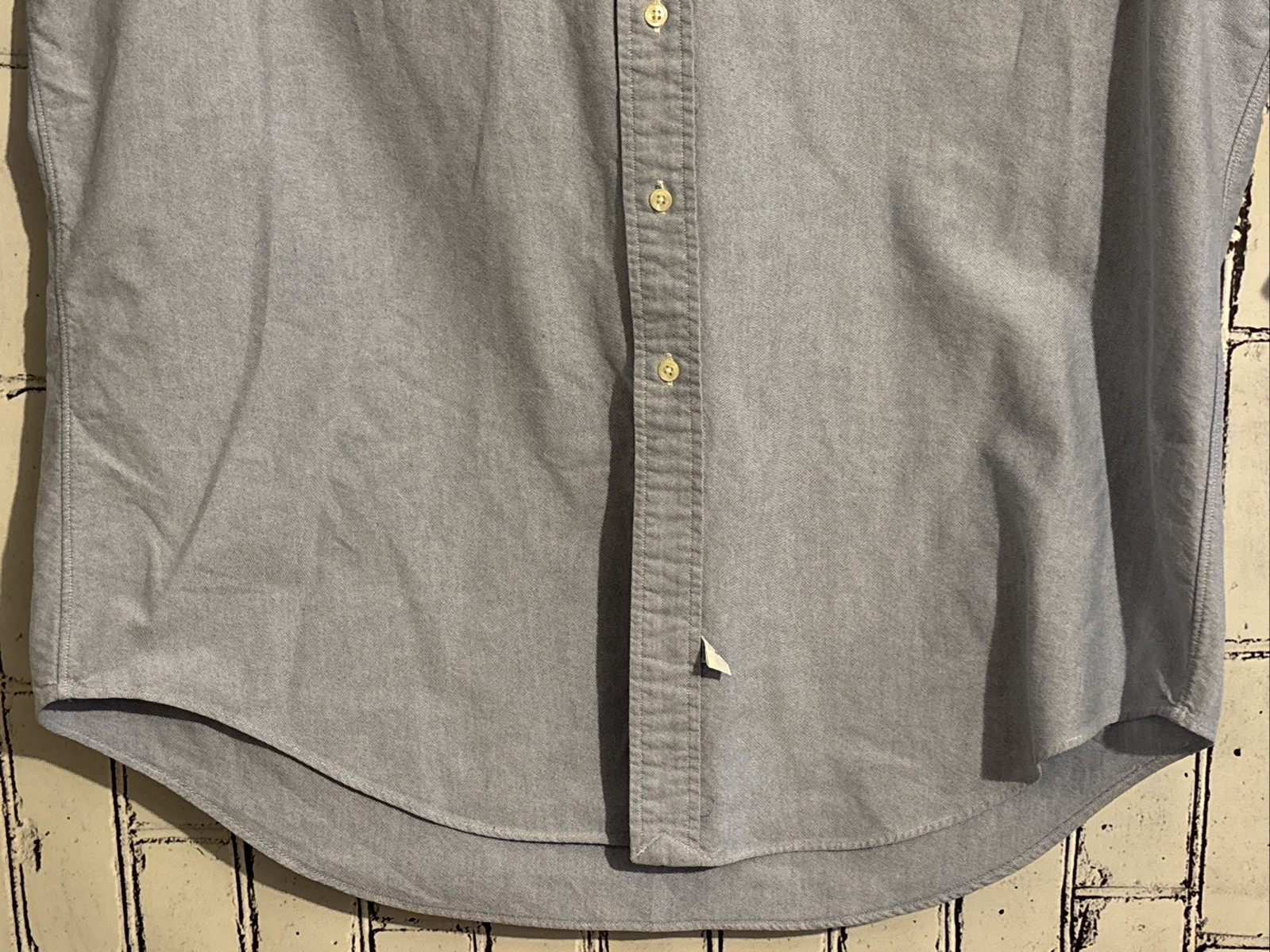 Polo Ralph Lauren camicia uomo 17 34 blu Oxford con bottoni colore pony vintage