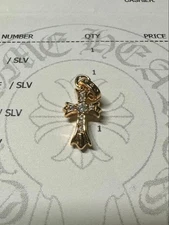 Chrome Hearts Cross Baby Fat Charm Silver 22K Pave Diamond Pendant Used