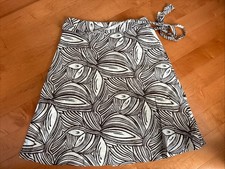 Talbots Size 12 100 Irish Linen Skirt Tie Belt Side Zip ALine Lined Brown Ivory