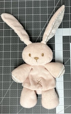 Animal Adventure Pink Crinkle Bunny Baby Toy 2019 Brown Stitching Dots 8''